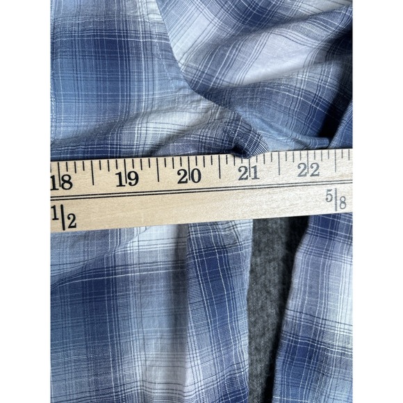 Johnnie O‎ Hanging Out Button Up Shirt Men's Medium Plaid Blue Cotton - Picture 7 of 8